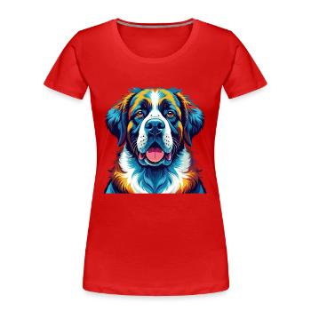 Saint Bernard Chien Race Coloré Dessin Animé Kawaii - T-shirt bio Premium Femme - rouge - Devant - Mia (176cm)