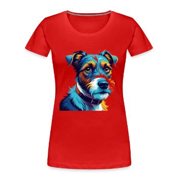 Parson Russell Terrier Dog Breed Cartoon Kawaii - Women's Premium Organic T-Shirt - red - Front - Mia (176cm)