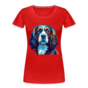 Pont Audemer Epagneul Chien Race Dessin Animé Kawaii - T-shirt bio Premium Femme - rouge - Devant - Mia (176cm)