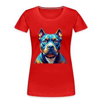 Pitbull Dog Breed Colorful Cartoon Kawaii - Women's Premium Organic T-Shirt - red - Front - Mia (176cm)