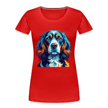 Spaniel Dog Breed Colorful Cartoon Kawaii - Women's Premium Organic T-Shirt - red - Front - Mia (176cm)
