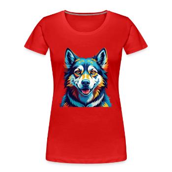 Sibérie occidentale Laïka Chien Race Dessin animé Kawaii - T-shirt bio Premium Femme - rouge - Devant - Mia (176cm)