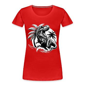 Brüllender T-Rex Dinosaurier Geschenk - Frauen Premium Bio T-Shirt - Rot - Vorne - Mia (176cm)