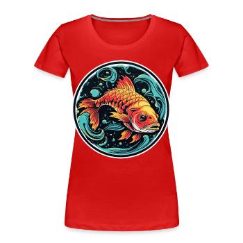 Fisch Illustration - Frauen Premium Bio T-Shirt - Rot - Vorne - Mia (176cm)