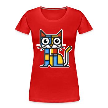 Illustration colorée d’un chat cubiste. - T-shirt bio Premium Femme - rouge - Devant - Mia (176cm)
