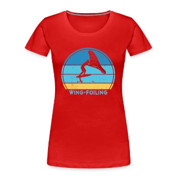Wingfoil-Surfer Hydrofoil Kitefoil Wingsurf - Frauen Premium Bio T-Shirt - Rot - Vorne - Mia (176cm)