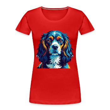 Norfolk Spaniel Dog Breed Colorful Cartoon Kawaii - Women's Premium Organic T-Shirt - red - Front - Mia (176cm)