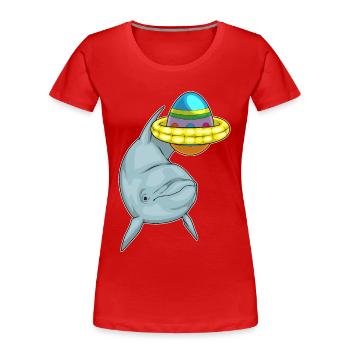 Dolphin Easter Swimming - Women's Premium Organic T-Shirt - red - Front - Mia (176cm)