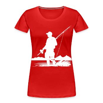 Angeln Zeichnung - Frauen Premium Bio T-Shirt - Rot - Vorne - Mia (176cm)