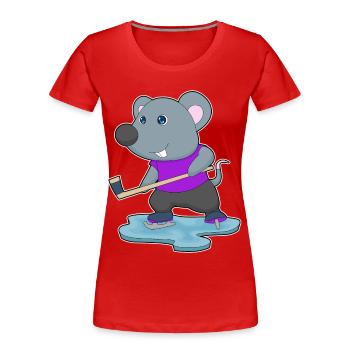 Maus Eishockey Eishockeyschläger - Frauen Premium Bio T-Shirt - Rot - Vorne - Mia (176cm)