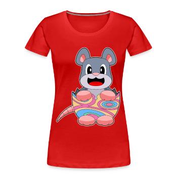 Mouse Easter Easter Egg - Women's Premium Organic T-Shirt - red - Front - Mia (176cm)