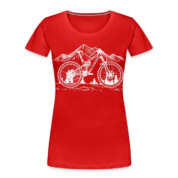 Mountainbiking Zeichnung - Frauen Premium Bio T-Shirt - Rot - Vorne - Mia (176cm)