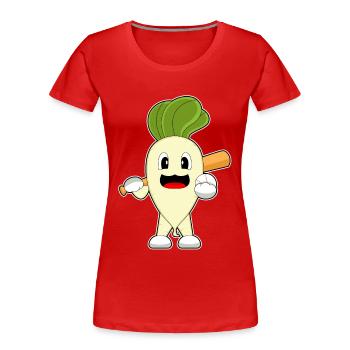 Radieschen Baseball Baseballschläger - Frauen Premium Bio T-Shirt - Rot - Vorne - Mia (176cm)