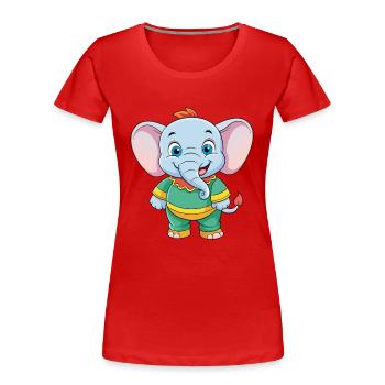Elefant Niedliche Zeichentrickfigur Kawaii Clipart - Frauen Premium Bio T-Shirt - Rot - Vorne - Mia (176cm)