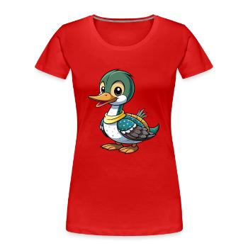 Gewöhnlicher Loon Niedliche Zeichentrickfigur Kawaii Clipart - Frauen Premium Bio T-Shirt - Rot - Vorne - Mia (176cm)
