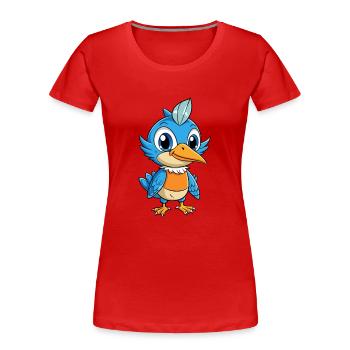 Eisvogel Niedliche Zeichentrickfigur Kawaii Clipart - Frauen Premium Bio T-Shirt - Rot - Vorne - Mia (176cm)