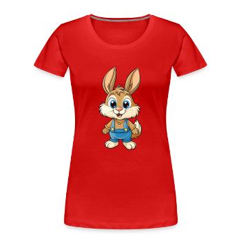 Hase Niedliche Zeichentrickfigur Kawaii Clipart - Frauen Premium Bio T-Shirt - Rot - Vorne - Mia (176cm)