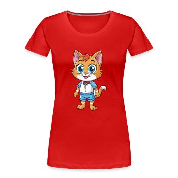 Cat Cute Cartoon Character Kawaii Clipart - Women's Premium Organic T-Shirt - red - Front - Mia (176cm)