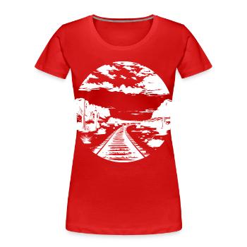 Railway Drawing - Women's Premium Organic T-Shirt - red - Front - Mia (176cm)