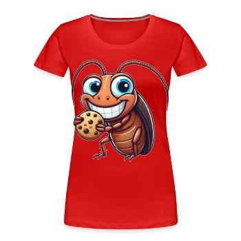 Drôle Cookie cafard Dessert sucré Bande dessinée - T-shirt bio Premium Femme - rouge - Devant - Mia (176cm)
