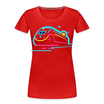 Train Comic Look - Women's Premium Organic T-Shirt - red - Front - Mia (176cm)