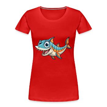 Barracuda Mignon Personnage De Dessin Animé Kawaii Clipart - T-shirt bio Premium Femme - rouge - Devant - Mia (176cm)