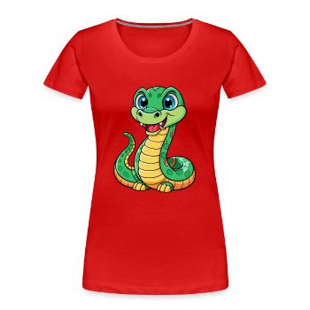 Anaconda Mignon Personnage De Dessin Animé Kawaii Clipart - T-shirt bio Premium Femme - rouge - Devant - Mia (176cm)