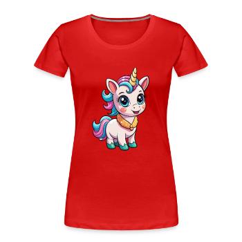 Einhorn Niedliche Cartoon Figur Kawaii Clipart - Frauen Premium Bio T-Shirt - Rot - Vorne - Mia (176cm)
