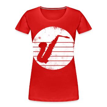Saxophon Zeichnung - Frauen Premium Bio T-Shirt - Rot - Vorne - Mia (176cm)