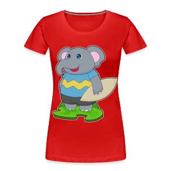 Elephant Surfing Surfboard Summer - Women's Premium Organic T-Shirt - red - Front - Mia (176cm)