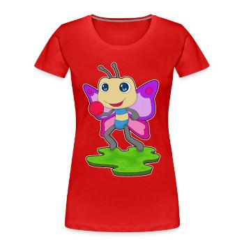 Entraînement au papillon Gymnastique Fitness - T-shirt bio Premium Femme - rouge - Devant - Mia (176cm)