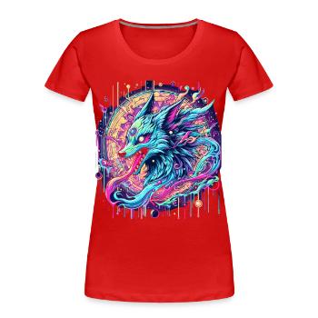 Psychedelische Fuchs Kopf Goa Kunst - Frauen Premium Bio T-Shirt - Rot - Vorne - Mia (176cm)