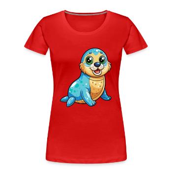 phoque mignon personnage de dessin animé Kawaii Clipart - T-shirt bio Premium Femme - rouge - Devant - Mia (176cm)