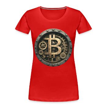 La machine Bitcoin - T-shirt bio Premium Femme - rouge - Devant - Mia (176cm)