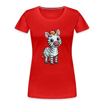 Zebra Cute Cartoon Character Kawaii Clipart - Women's Premium Organic T-Shirt - red - Front - Mia (176cm)