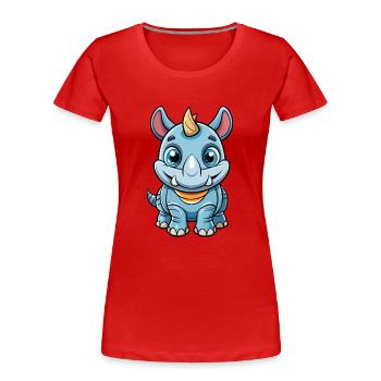 Rhino Cute Cartoon Character Kawaii Clipart - Women's Premium Organic T-Shirt - red - Front - Mia (176cm)