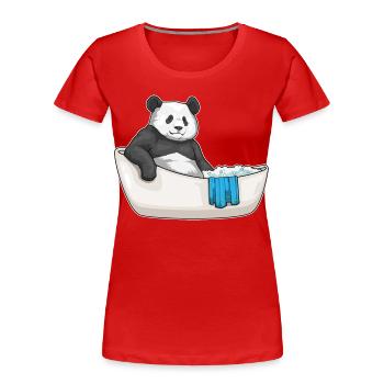 Panda Baden Badewanne - Frauen Premium Bio T-Shirt - Rot - Vorne - Mia (176cm)