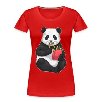 Panda Pommes frites - Frauen Premium Bio T-Shirt - Rot - Vorne - Mia (176cm)