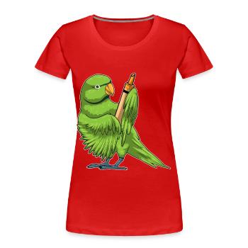 Papagei Schüler Wachsmalstift Schule - Frauen Premium Bio T-Shirt - Rot - Vorne - Mia (176cm)