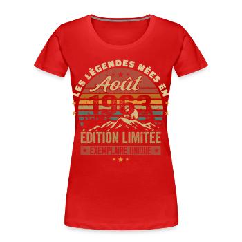 August 1963 Birthday Gift August 1963 August - Women's Premium Organic T-Shirt - red - Front - Mia (176cm)