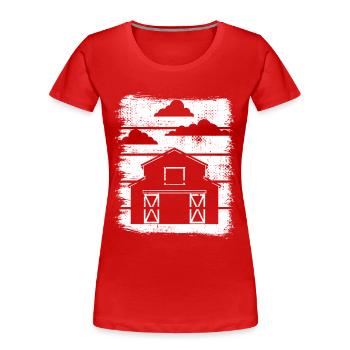 Scheune Zeichnung - Frauen Premium Bio T-Shirt - Rot - Vorne - Mia (176cm)
