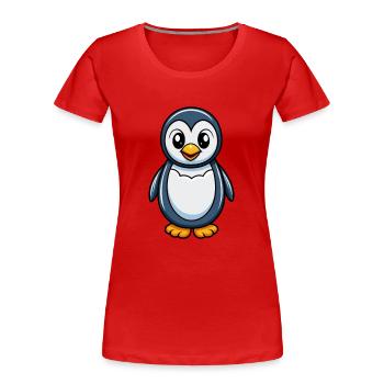Penguin Cute Cartoon Character Kawaii Clipart - Women's Premium Organic T-Shirt - red - Front - Mia (176cm)