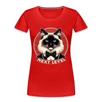 Chat Sacré de Birmanie Chat de Birmanie Cadeau de smoking - T-shirt bio Premium Femme - rouge - Devant - Mia (176cm)