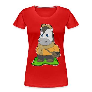 Pferd Handtasche - Frauen Premium Bio T-Shirt - Rot - Vorne - Mia (176cm)