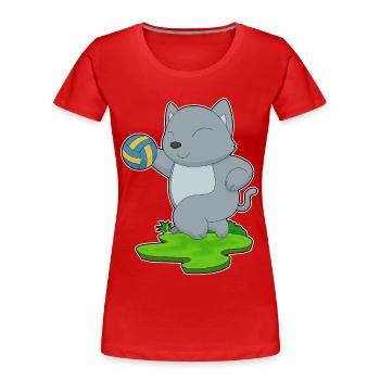 Chat Joueur de Volley-ball Volley-ball - T-shirt bio Premium Femme - rouge - Devant - Mia (176cm)