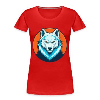 Arctic Wolf Cute Kawaii Cartoon Animal Pet Logo - Women's Premium Organic T-Shirt - red - Front - Mia (176cm)