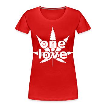 Cannabis One Love - Frauen Premium Bio T-Shirt - Rot - Vorne - Mia (176cm)