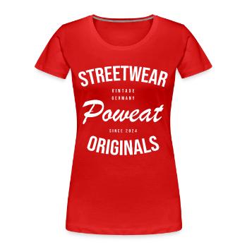 Vintage Poweat Streetwear - Frauen Premium Bio T-Shirt - Rot - Vorne - Mia (176cm)