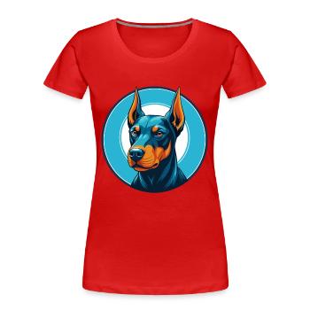 German Pinscher Dog Cute Kawaii Cartoon Pet Logo - Women's Premium Organic T-Shirt - red - Front - Mia (176cm)