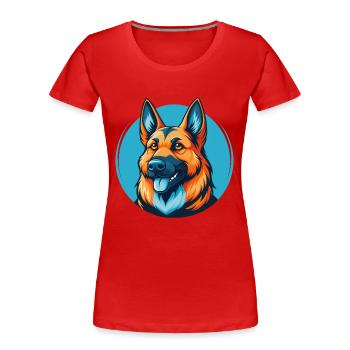 German Shepherd Dog Cute Kawaii Cartoon Pet Logo - Women's Premium Organic T-Shirt - red - Front - Mia (176cm)